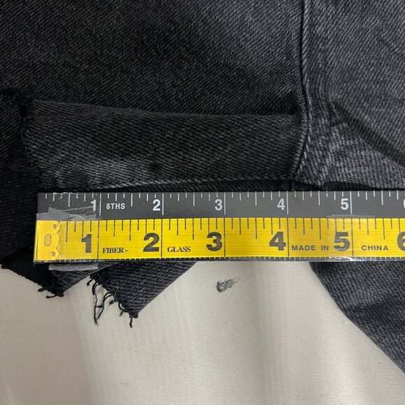 NEW PacSun Dad Jean Shorts Womens 28 Black High Rise Cut Off Button Fly Denim - Picture 4 of 13